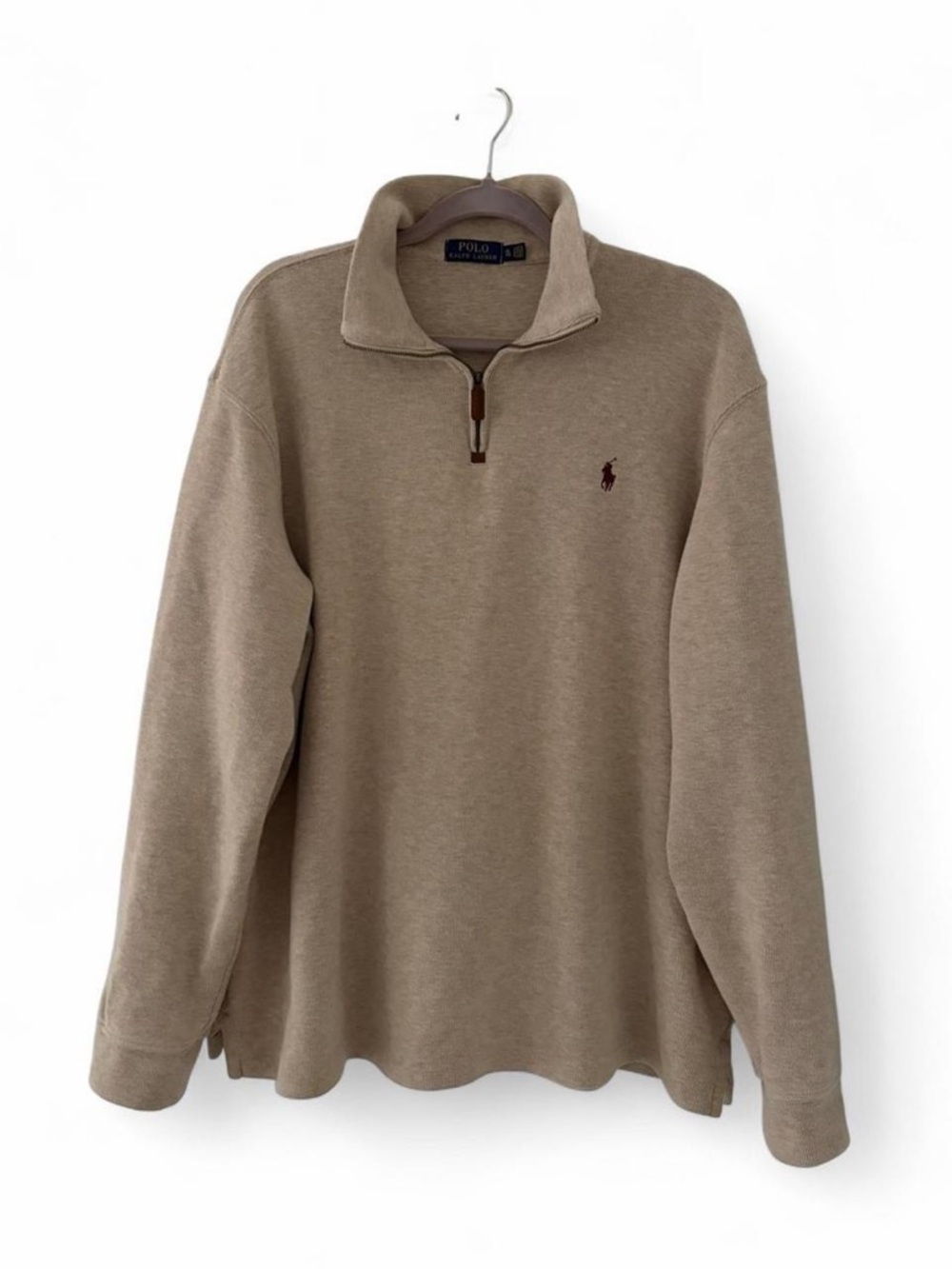 Ralph Lauren Men’s Tan Quarter-Zip Pullover Sweater
